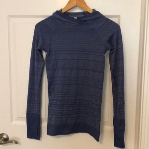Blue Lululemon Long Sleeve Workout shirt with Hood
